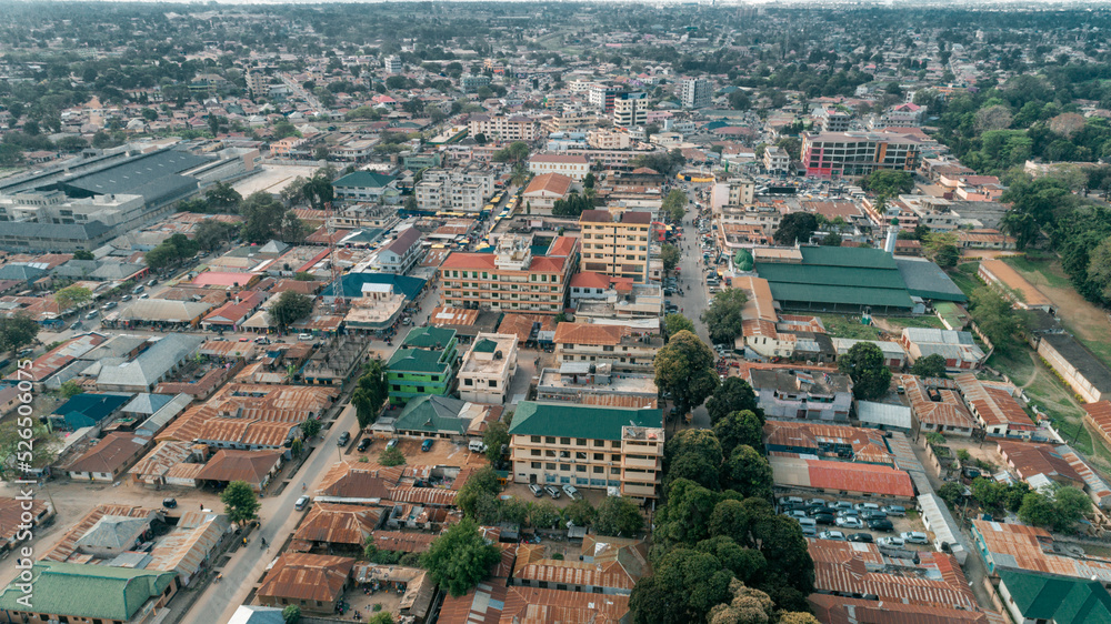 Aerial view of the Morogoro town in  Tanzania