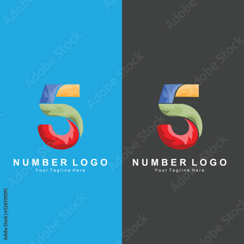 number 5 five logo design, premium simple icon vector, suitable for company, banner, sticker, product brand