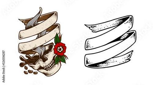 Skull Coffee lover concept hand drawn illustration