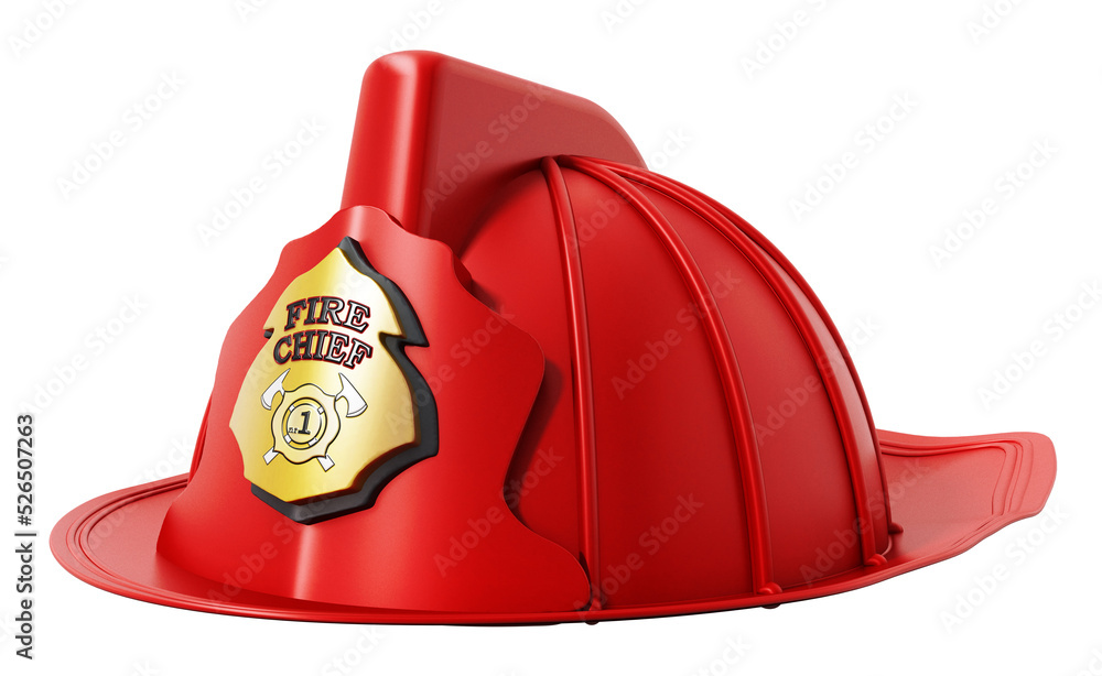 Fireman hat isolated on transparent background. 3D illustration Stock