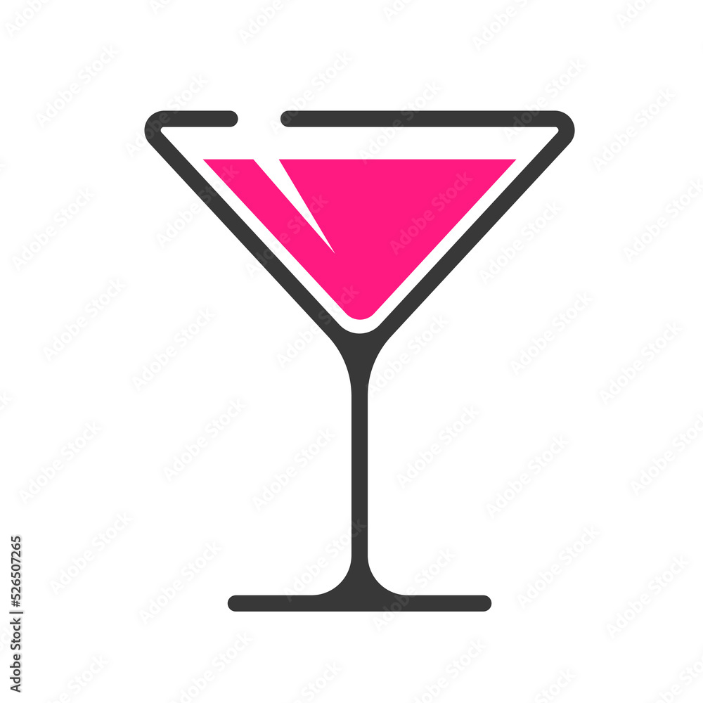 pink martini glass icon vector illustration flat logo design pink martini glass icon vector illustration flat logo design