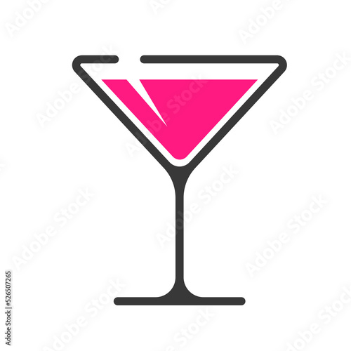 pink martini glass icon vector illustration flat logo design