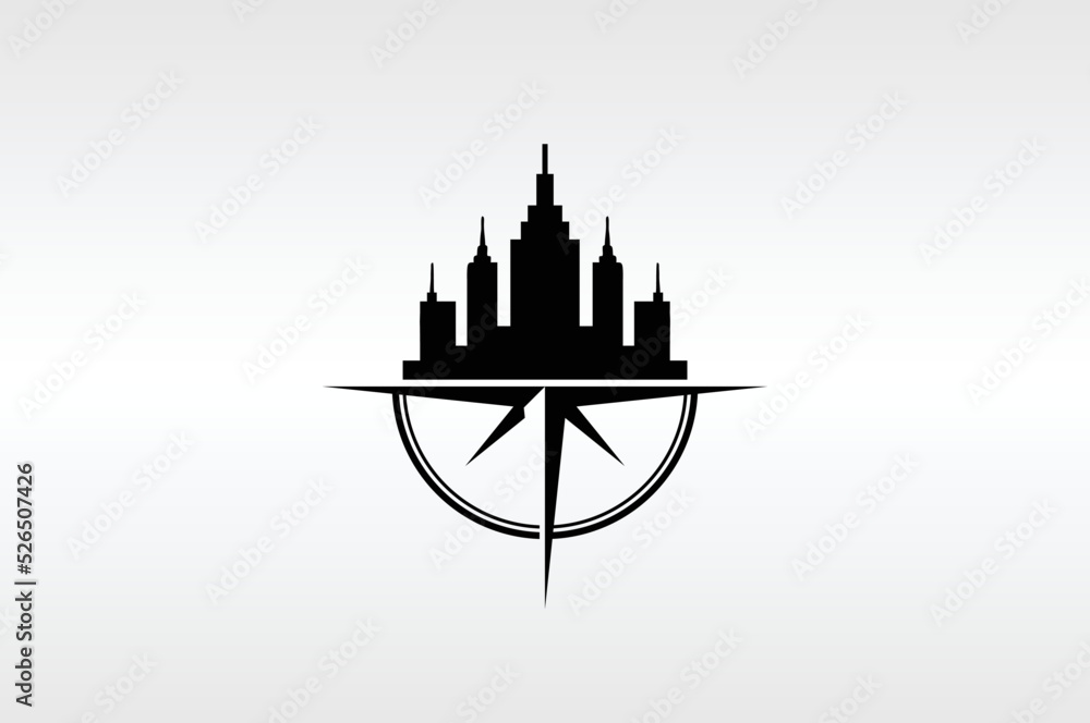 Obraz premium compass city building logo