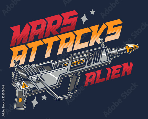 Alien weapon colorful vintage element
