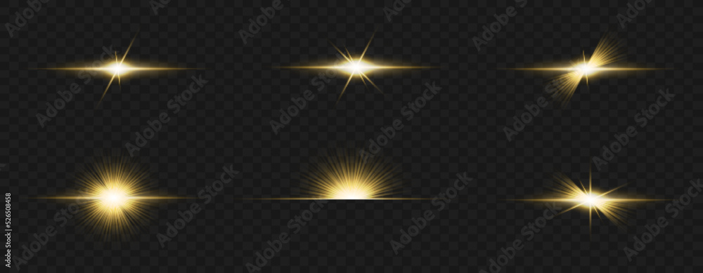 Light effects, glare, glitter, explosion, golden light, Vector illustration. shining golden stars. Light effects, glare, glitter, explosion, golden light, Vector illustration. shining golden stars.