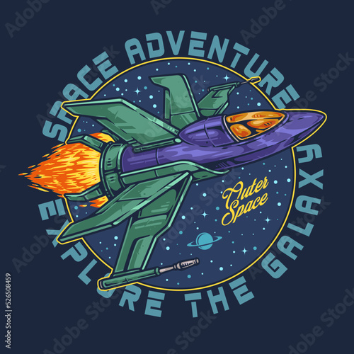Space adventure vintage colorful poster