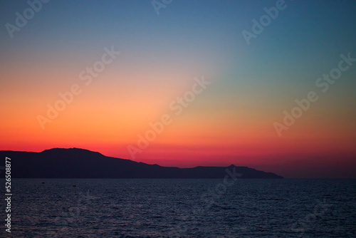 Beautiful sea at sunset time in Chania