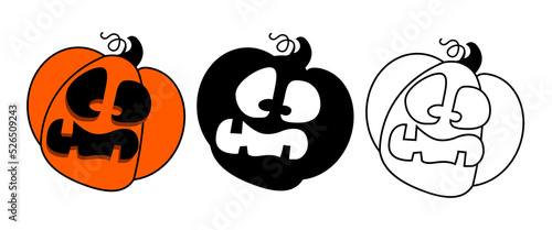 Evil pumpkin for Halloween. Vector illustration