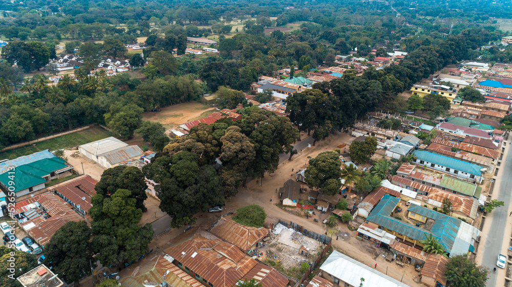 Aerial view of the Morogoro town in  Tanzania