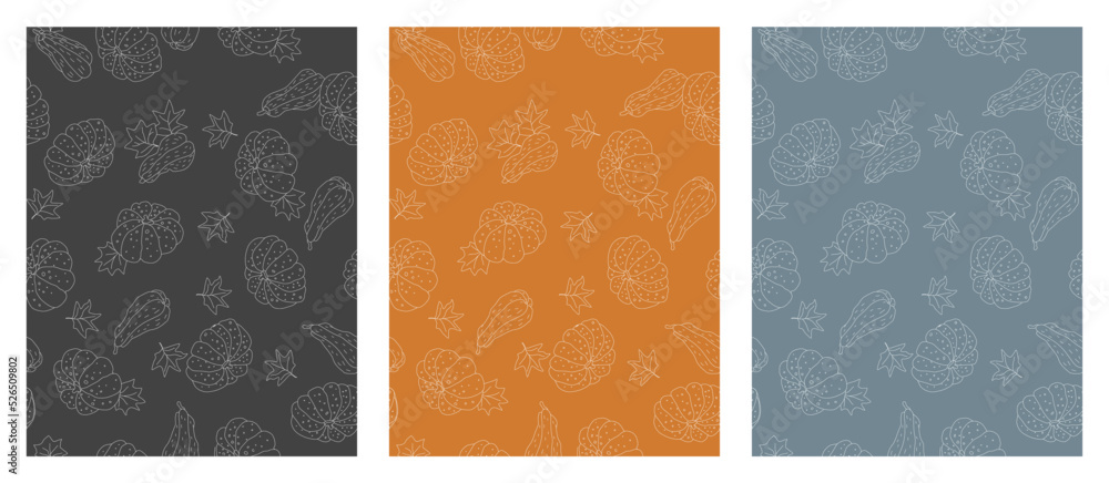 Autumn posters with pumpkins pattern, fall illustration, halloween pattern, seamless pumpkin pattern