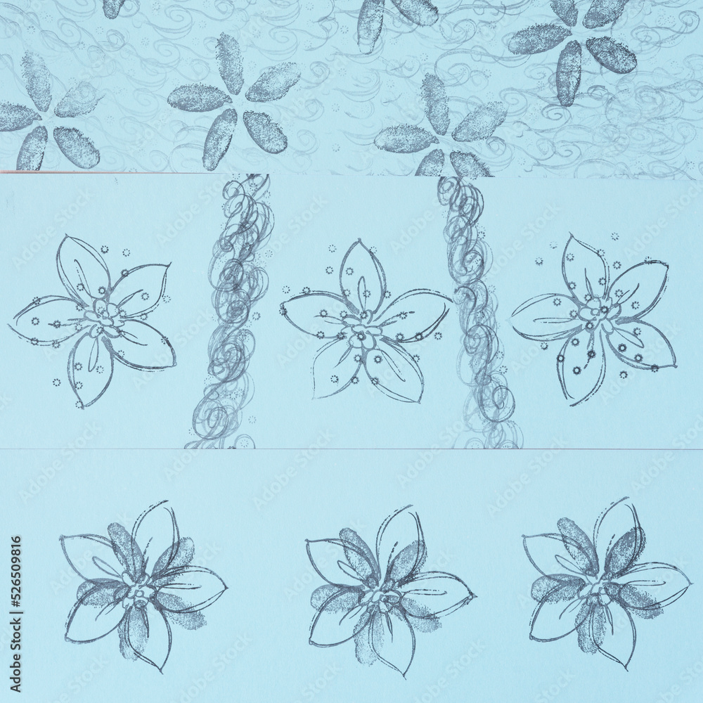paper with decorative pattern (blue)