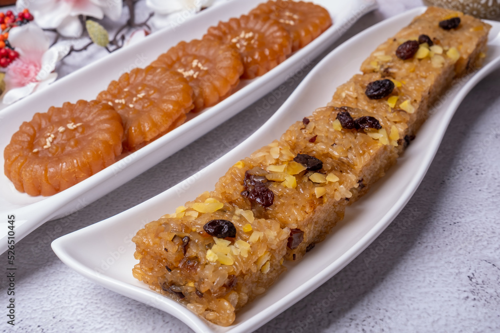 Korean food delicious snack Yakgwa and rice cake Yaksik Korean food delicious snack Yakgwa and rice cake Yaksik