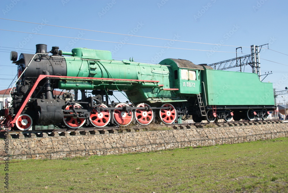 Monument to a steam locomotive near the railway station in the city of Petushki, Vladimir region Monument to a steam locomotive near the railway station in the city of Petushki, Vladimir region