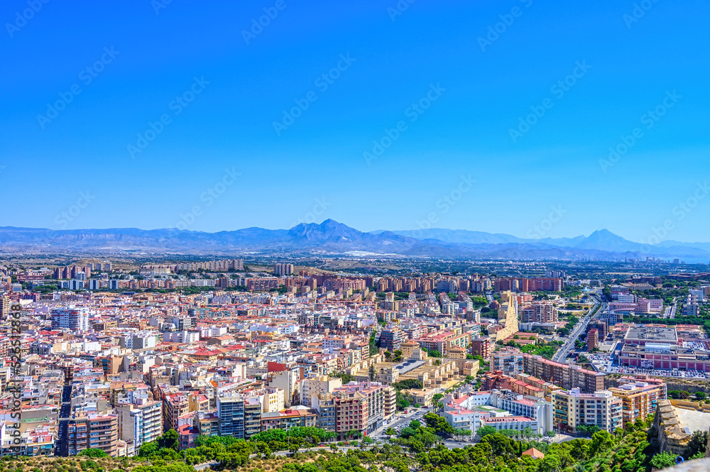 Alicante cityscape, aerial view in Spain