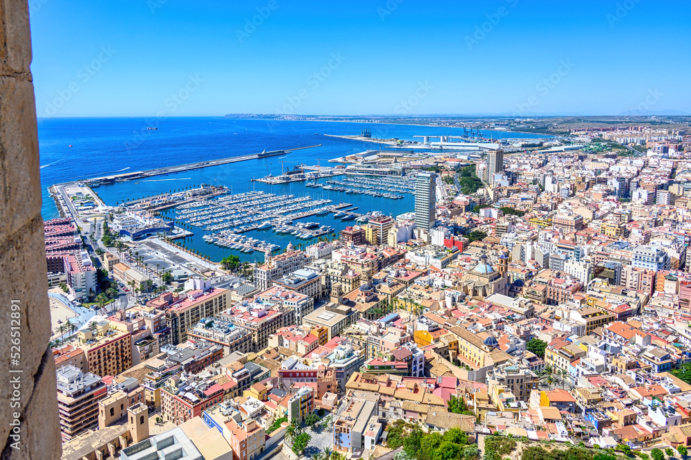 Aerial view of the Alicante marina,  Spain