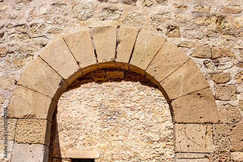 Stone architecture of medieval Santa Barbara castle or fort in Alicante, Spain photo