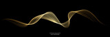 Vector brush stroke wave lines smooth flowing dynamic gold gradient light isolated on black background for concept of luxury, modern, technology, digital, science, music.