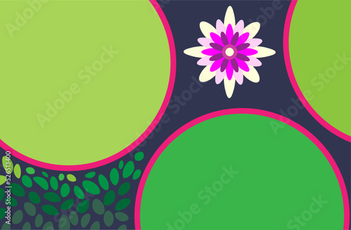 Victoria Boliviana waterlily pads and flower in pond.
