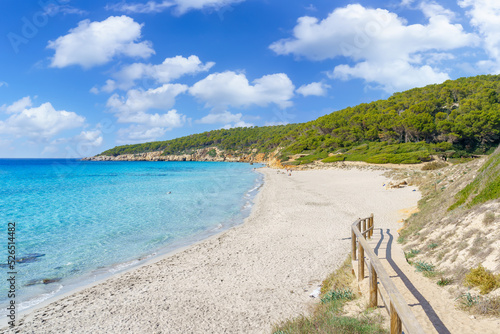 Landscape with Platja de Binigaus, Menorca island, Spain photo