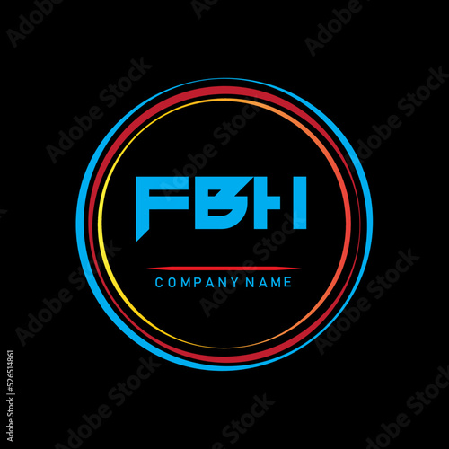 F B H Letter Logo Design.FBH Creative Letter Logo.Simple And Mordren Letter Logo.FBH Alphabet Logo For Business.FBH Letter Logo Design On Black Background photo