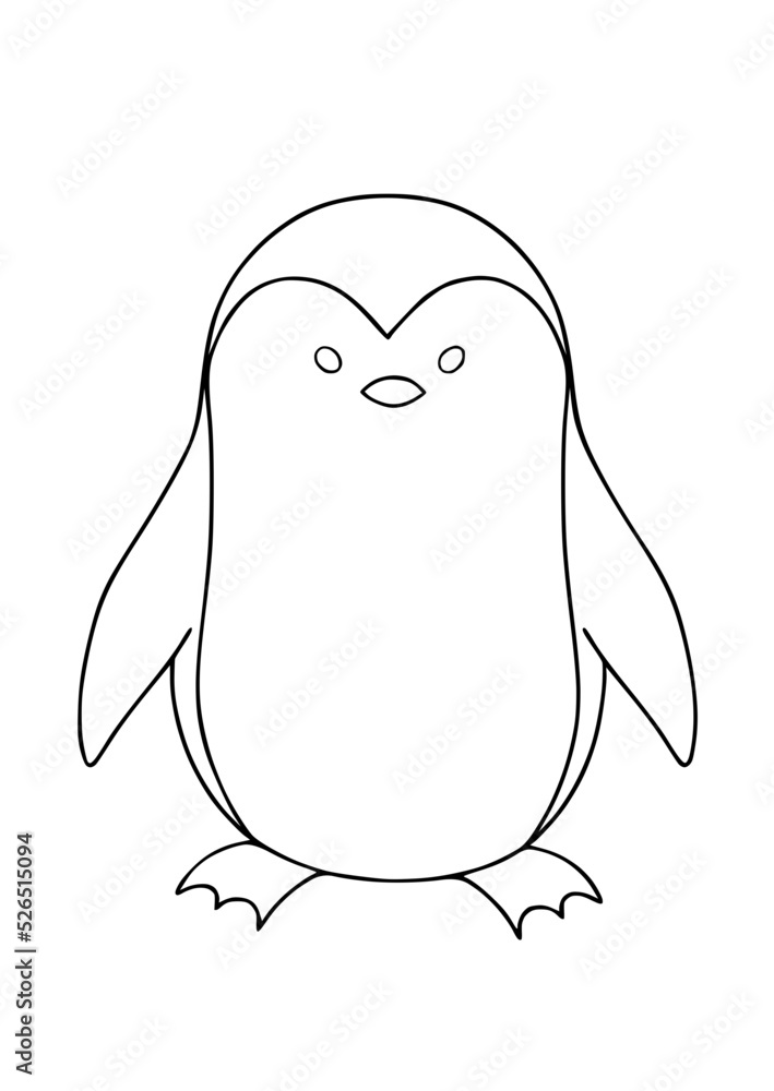 Adorable penguin illustration. Outline of an small animal. Perfect for coloring page, decoration. Adorable penguin illustration. Outline of an small animal. Perfect for coloring page, decoration.