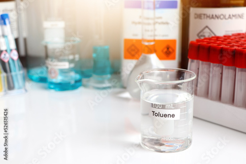 Toluene in glass  chemical in the laboratory