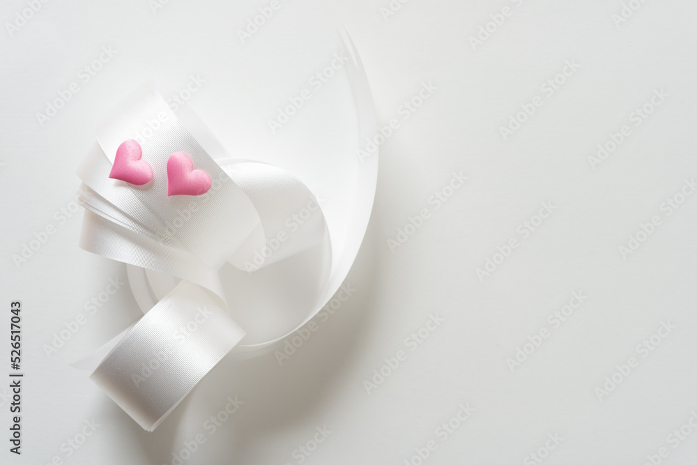 white ribbon and fabric hearts white ribbon and fabric hearts