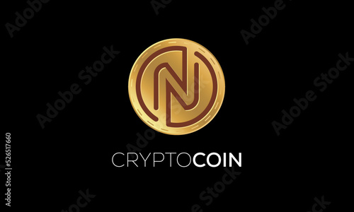 letter N golden coin for cryptocurrency token and Digital online money. technology blockchain  isolated creative letters icon, Vector illustration. Use for logos.