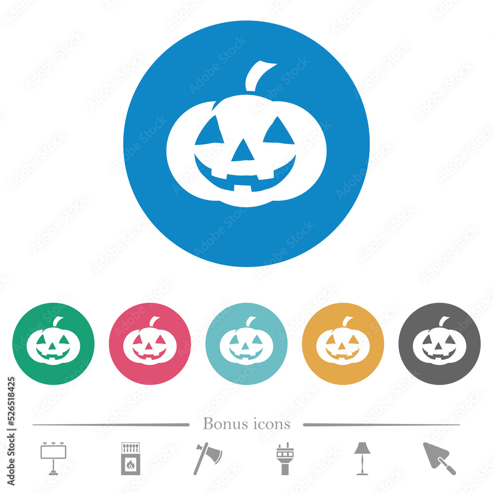 Halloween pumpkin flat round icons Halloween pumpkin flat round icons