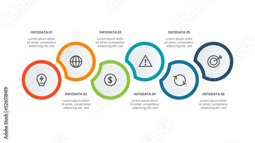 Circle concept for infographic with 6 steps, options, parts or processes. Business data visualization.
