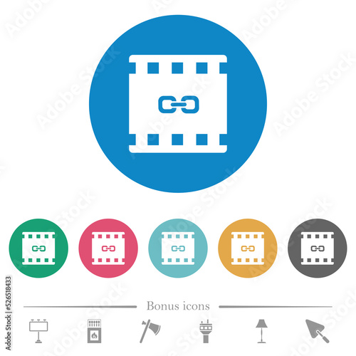 Link movie flat round icons