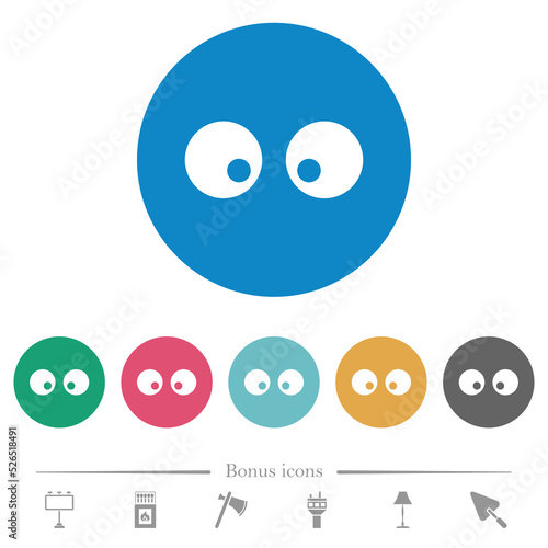 Watching eyes solid flat round icons