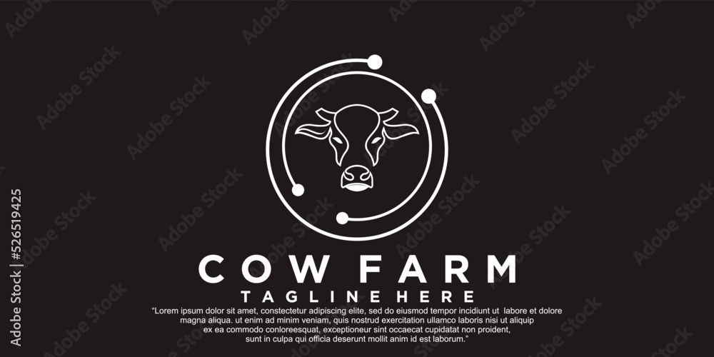 Fototapeta premium Cow farm icon logo design vector illustration Premium Vector