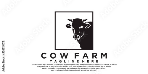 Cow farm icon logo design vector illustration Premium Vector