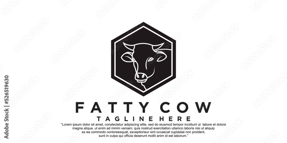 fatty cow icon logo design vector illustration Premium Vector