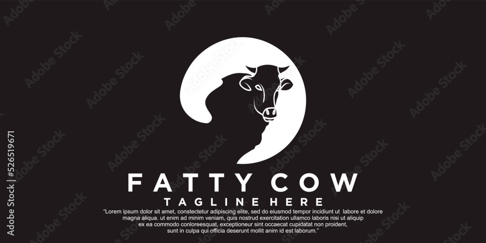 fatty cow icon logo design vector illustration Premium Vector