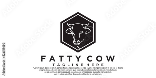 fatty cow icon logo design vector illustration Premium Vector
