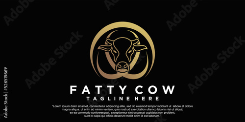 fatty cow icon logo design vector illustration Premium Vector