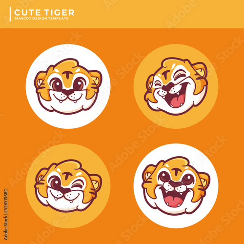 cute tiger mascot logo design collection
