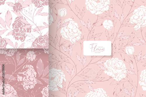 hand drawn shabby chic pink floral pattern