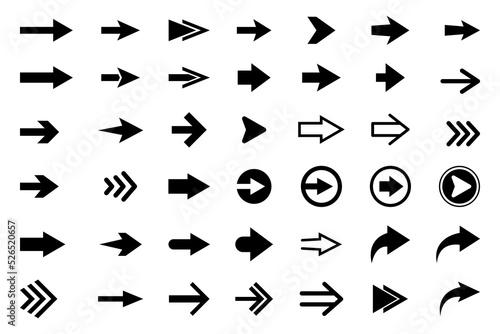 Set of vector arrow icons. Collection of pointers.