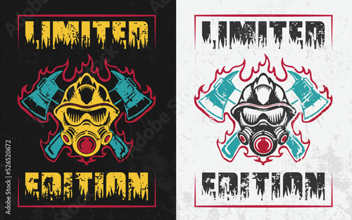 Limited edition fireman black t shirt vector