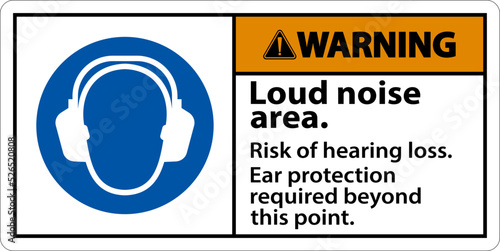 Warning Loud Noise Area Risk of Hearing Loss Sign