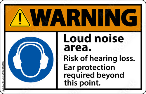 Warning Loud Noise Area Risk of Hearing Loss Sign