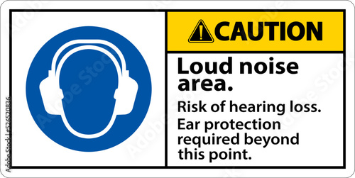 Caution Loud Noise Area Risk of Hearing Loss Sign
