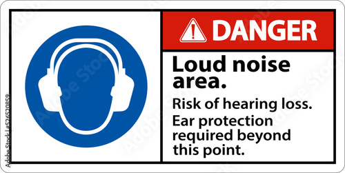 Danger Loud Noise Area Risk of Hearing Loss Sign