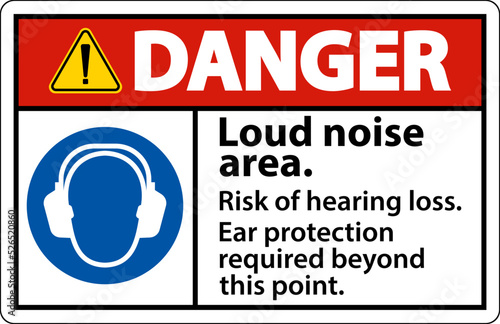 Danger Loud Noise Area Risk of Hearing Loss Sign