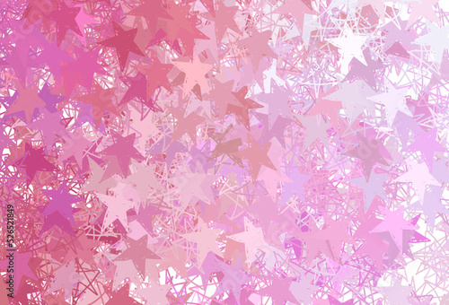 Light Pink vector background with colored stars.