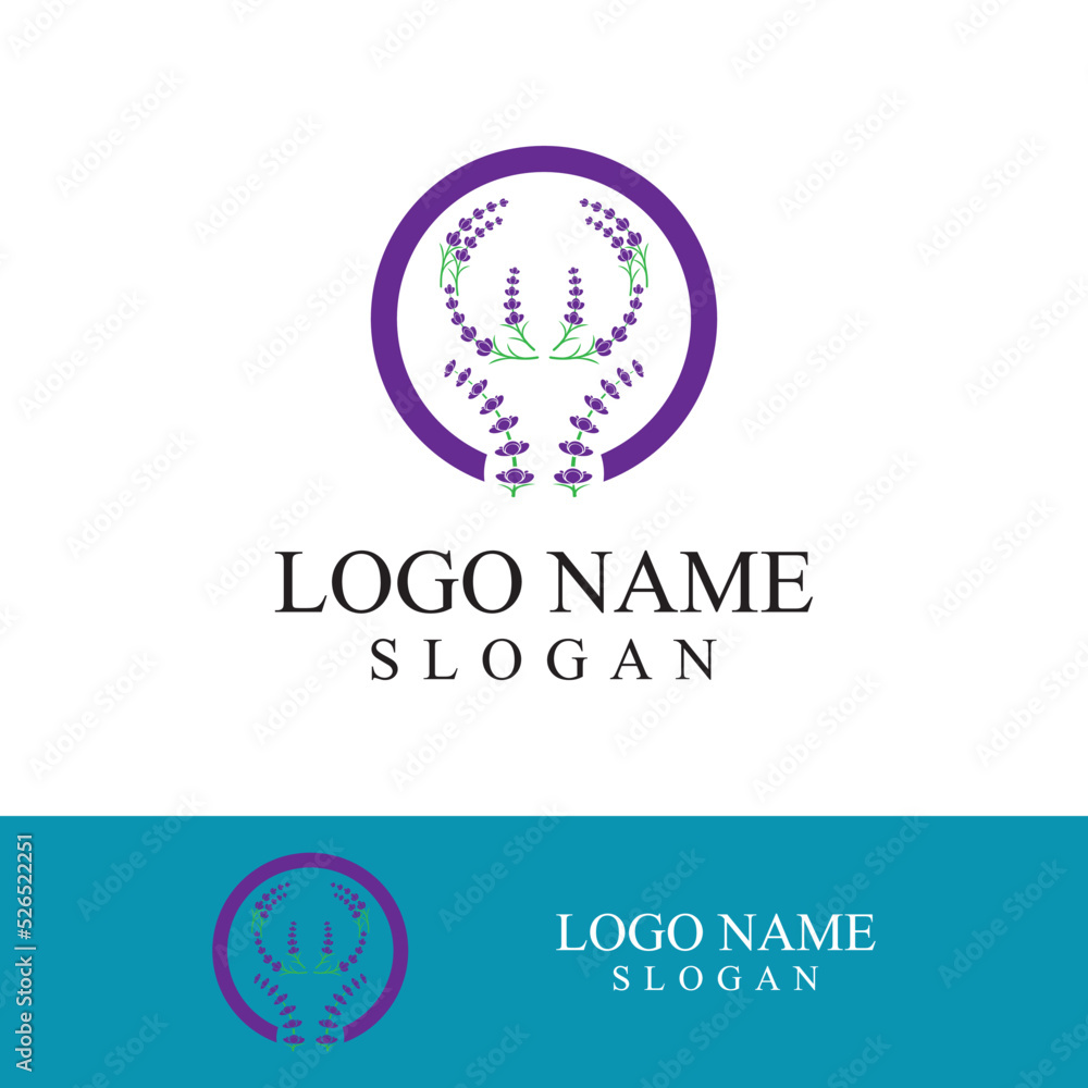 Obraz premium Fresh lavender flower logo vector