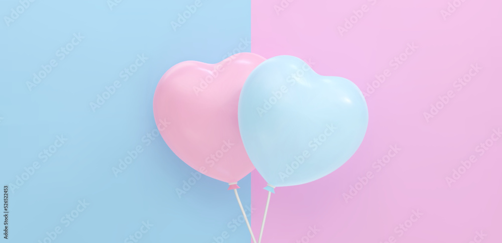 Bouquet, bunch of realistic pink and blue balloons flying. Vector illustration for card, Baby shower, gender reveal party Invitation, design, flyer, poster, decor, banner, web, advertising Bouquet, bunch of realistic pink and blue balloons flying. Vector illustration for card, Baby shower, gender reveal party Invitation, design, flyer, poster, decor, banner, web, advertising